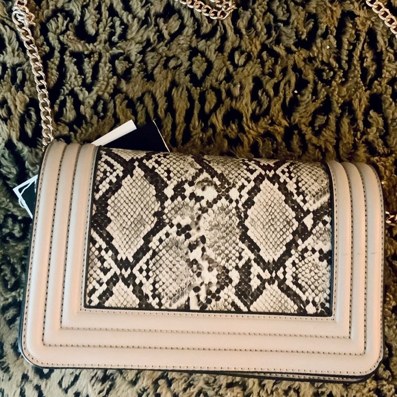 MUSHROOM TAUPE SNAKESKIN PRINT CHIC HANDBAG⭐️ SHOULDER BAG/ CROSSBODY NWT - Picture 2 of 8